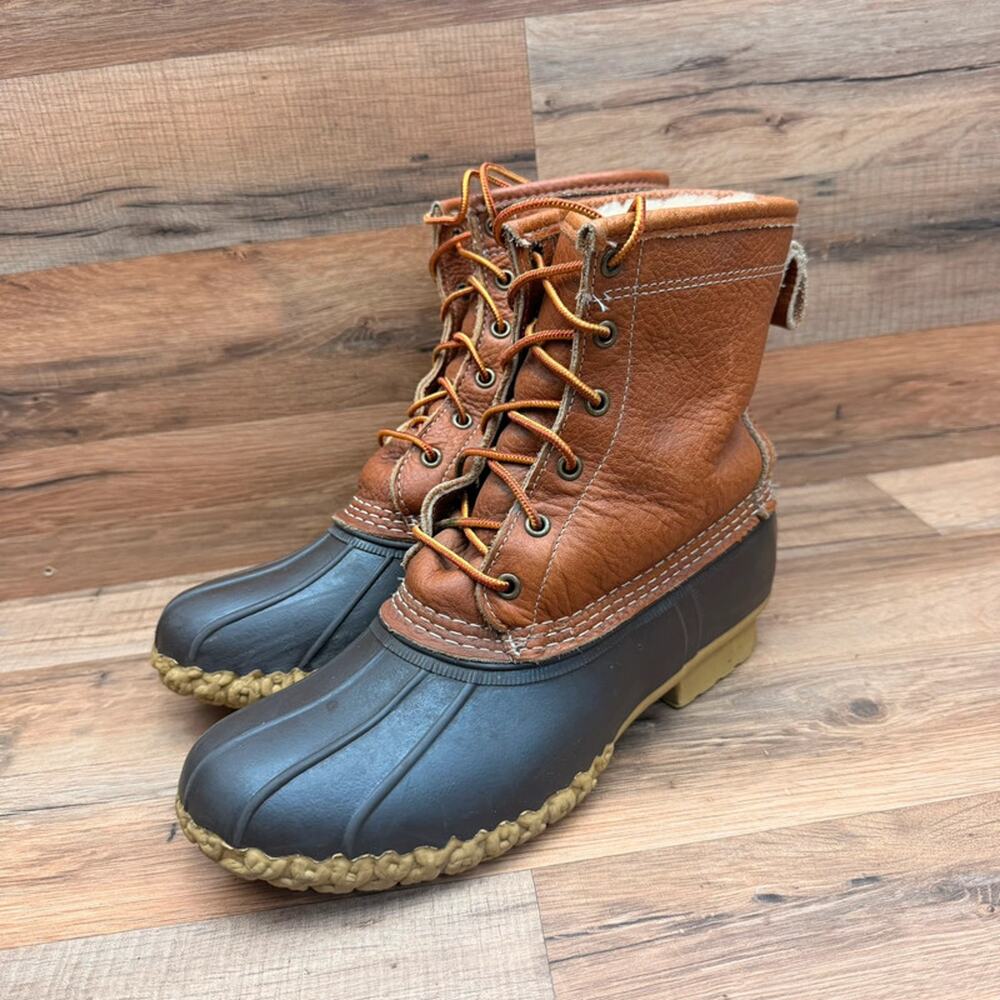 L.L. Bean women size 10M Shearling Lined Tumbled Leather Brown Boots
